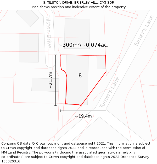 8, TILSTON DRIVE, BRIERLEY HILL, DY5 3DR: Plot and title map