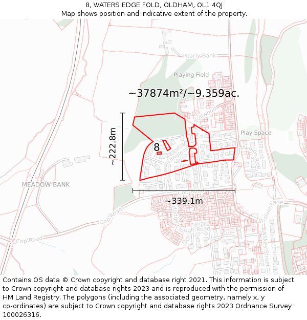 8, WATERS EDGE FOLD, OLDHAM, OL1 4QJ: Plot and title map