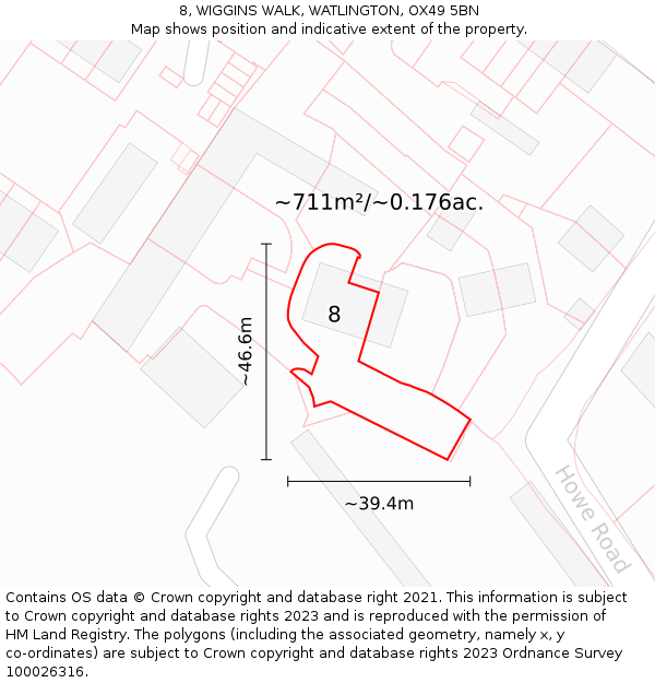 8, WIGGINS WALK, WATLINGTON, OX49 5BN: Plot and title map