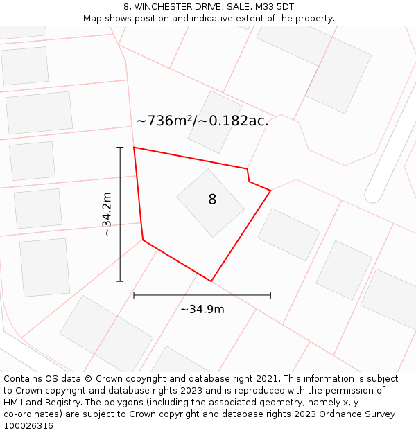 8, WINCHESTER DRIVE, SALE, M33 5DT: Plot and title map