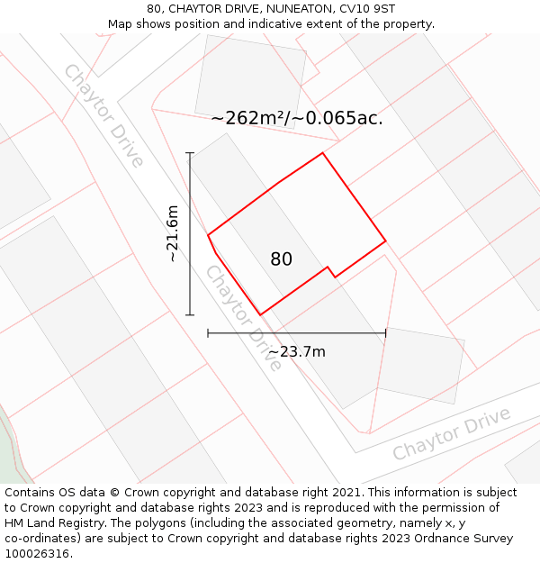 80, CHAYTOR DRIVE, NUNEATON, CV10 9ST: Plot and title map