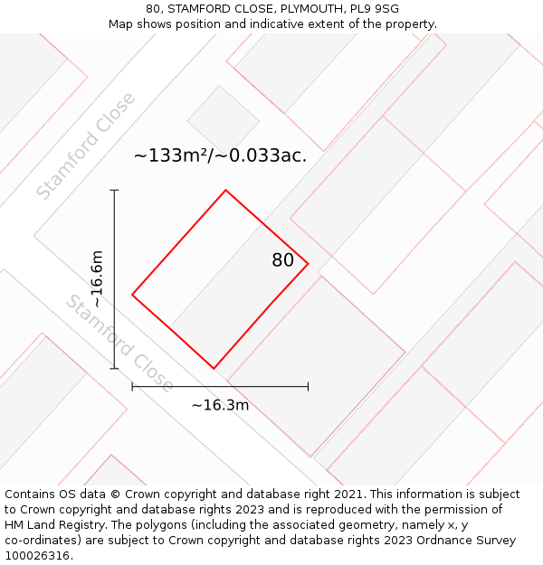 80, STAMFORD CLOSE, PLYMOUTH, PL9 9SG: Plot and title map