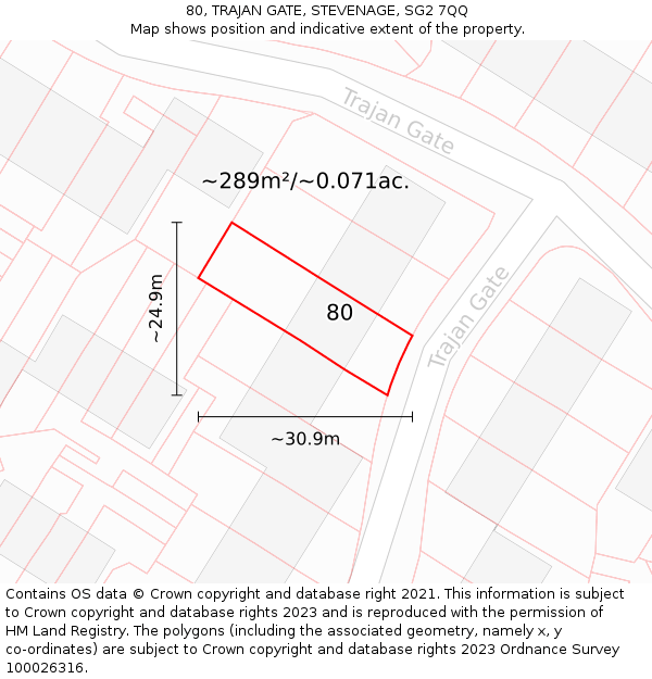 80, TRAJAN GATE, STEVENAGE, SG2 7QQ: Plot and title map