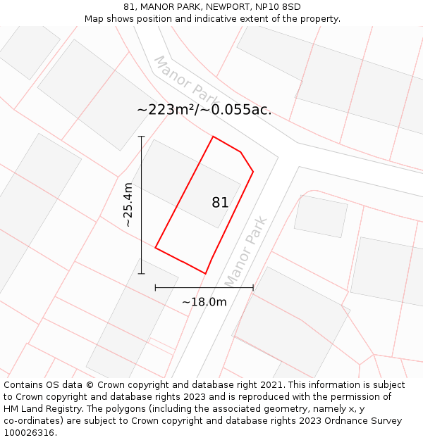 81, MANOR PARK, NEWPORT, NP10 8SD: Plot and title map