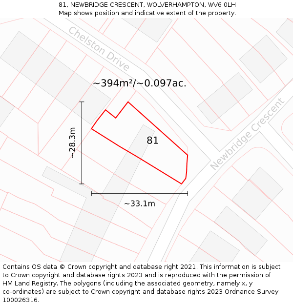 81, NEWBRIDGE CRESCENT, WOLVERHAMPTON, WV6 0LH: Plot and title map