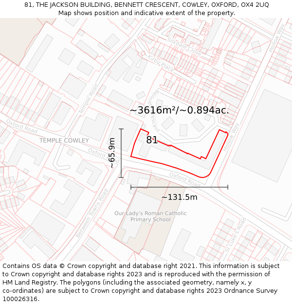 81, THE JACKSON BUILDING, BENNETT CRESCENT, COWLEY, OXFORD, OX4 2UQ: Plot and title map