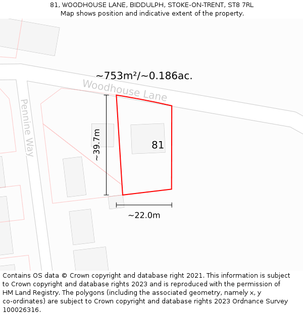 81, WOODHOUSE LANE, BIDDULPH, STOKE-ON-TRENT, ST8 7RL: Plot and title map