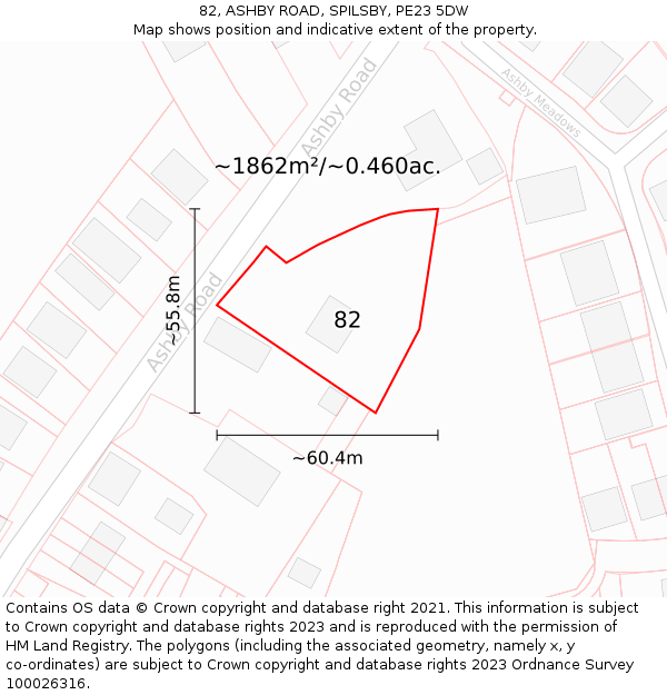 82, ASHBY ROAD, SPILSBY, PE23 5DW: Plot and title map