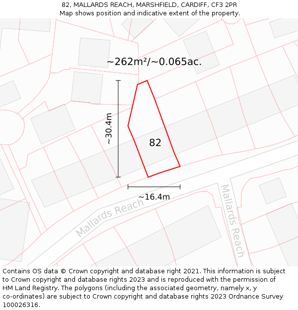 82, MALLARDS REACH, MARSHFIELD, CARDIFF, CF3 2PR: Plot and title map