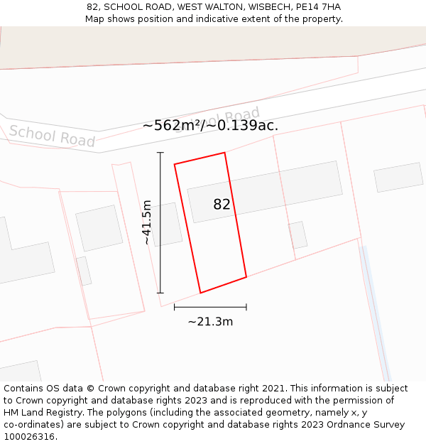 82, SCHOOL ROAD, WEST WALTON, WISBECH, PE14 7HA: Plot and title map