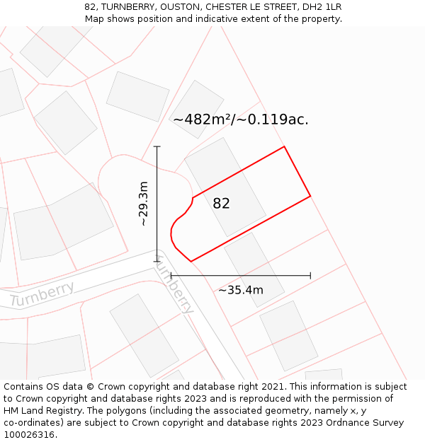 82, TURNBERRY, OUSTON, CHESTER LE STREET, DH2 1LR: Plot and title map