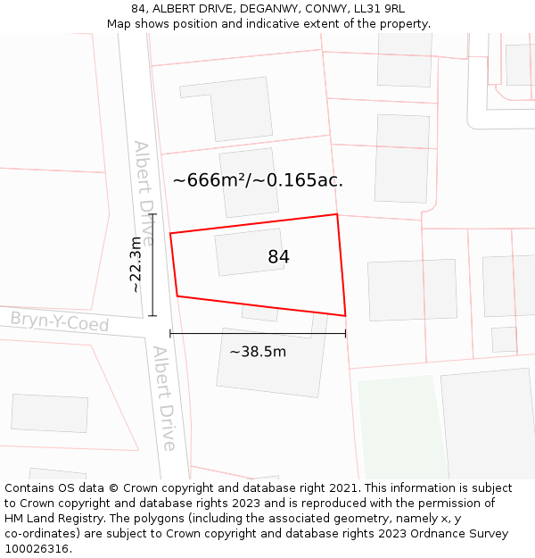 84, ALBERT DRIVE, DEGANWY, CONWY, LL31 9RL: Plot and title map