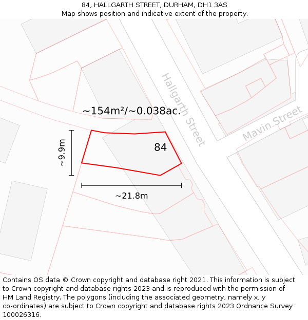 84, HALLGARTH STREET, DURHAM, DH1 3AS: Plot and title map