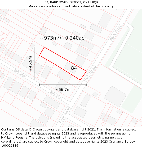 84, PARK ROAD, DIDCOT, OX11 8QP: Plot and title map