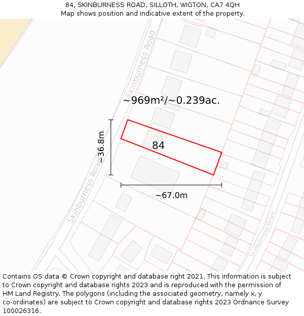 84, SKINBURNESS ROAD, SILLOTH, WIGTON, CA7 4QH: Plot and title map