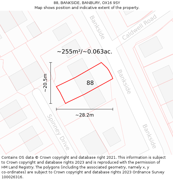 88, BANKSIDE, BANBURY, OX16 9SY: Plot and title map