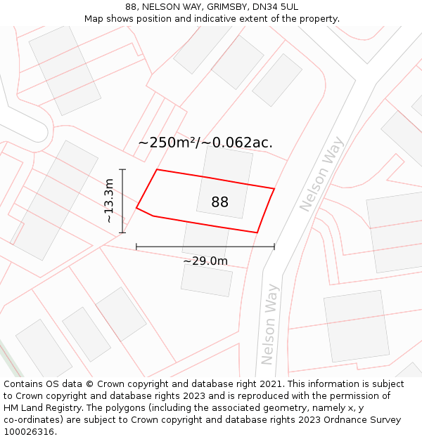 88, NELSON WAY, GRIMSBY, DN34 5UL: Plot and title map