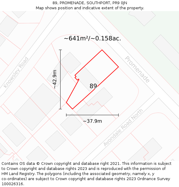 89, PROMENADE, SOUTHPORT, PR9 0JN: Plot and title map