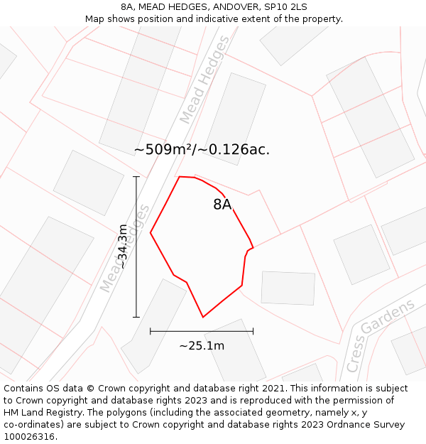 8A, MEAD HEDGES, ANDOVER, SP10 2LS: Plot and title map