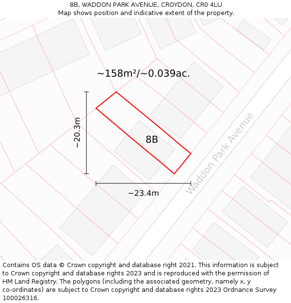 8B, WADDON PARK AVENUE, CROYDON, CR0 4LU: Plot and title map