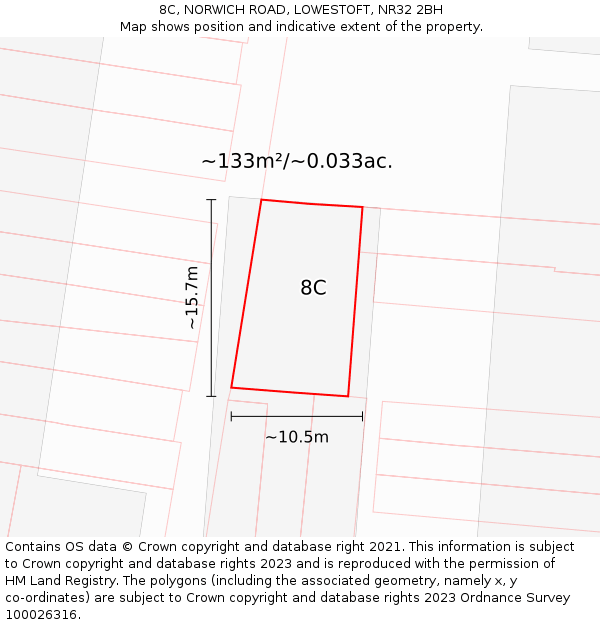 8C, NORWICH ROAD, LOWESTOFT, NR32 2BH: Plot and title map