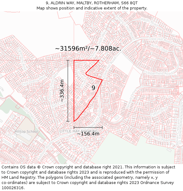 9, ALDRIN WAY, MALTBY, ROTHERHAM, S66 8QT: Plot and title map