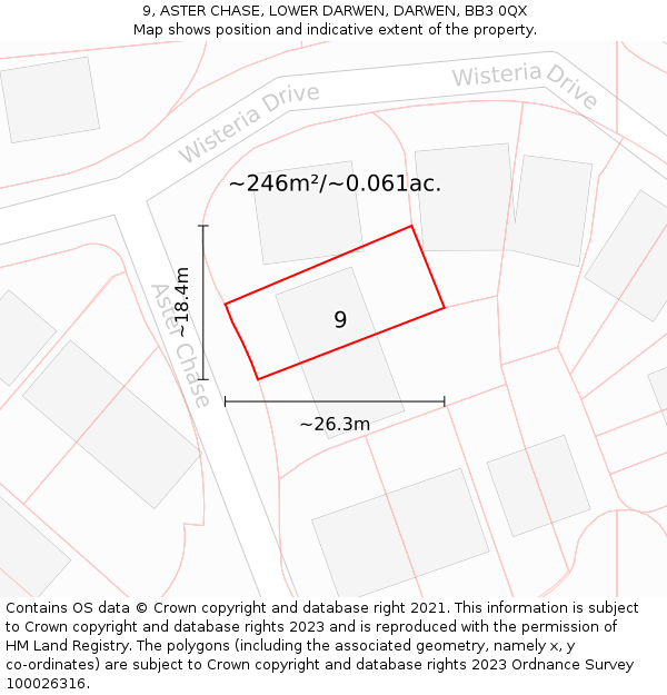 9, ASTER CHASE, LOWER DARWEN, DARWEN, BB3 0QX: Plot and title map