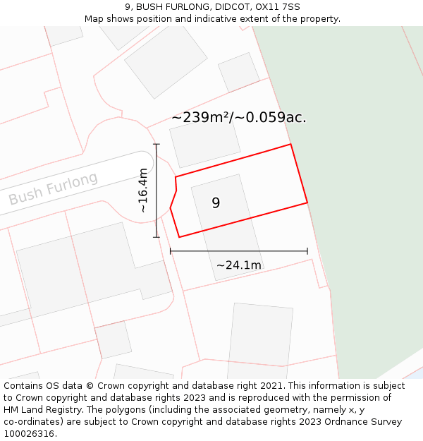 9, BUSH FURLONG, DIDCOT, OX11 7SS: Plot and title map