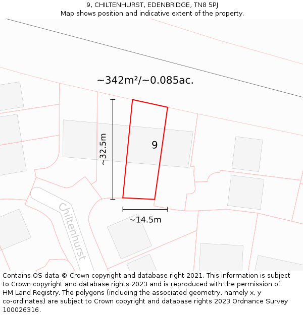 9, CHILTENHURST, EDENBRIDGE, TN8 5PJ: Plot and title map