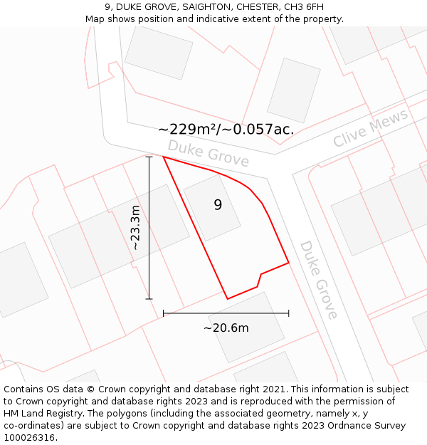 9, DUKE GROVE, SAIGHTON, CHESTER, CH3 6FH: Plot and title map