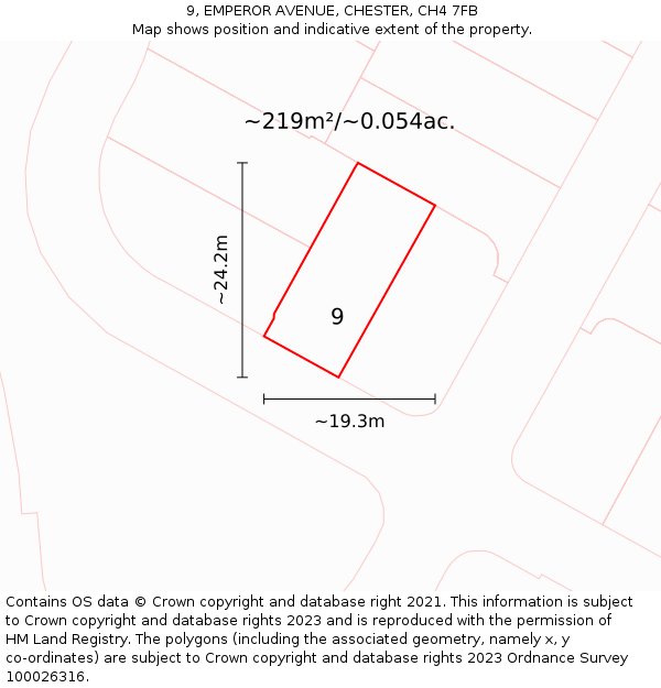 9, EMPEROR AVENUE, CHESTER, CH4 7FB: Plot and title map