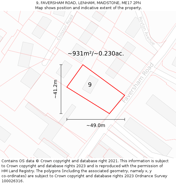 9, FAVERSHAM ROAD, LENHAM, MAIDSTONE, ME17 2PN: Plot and title map