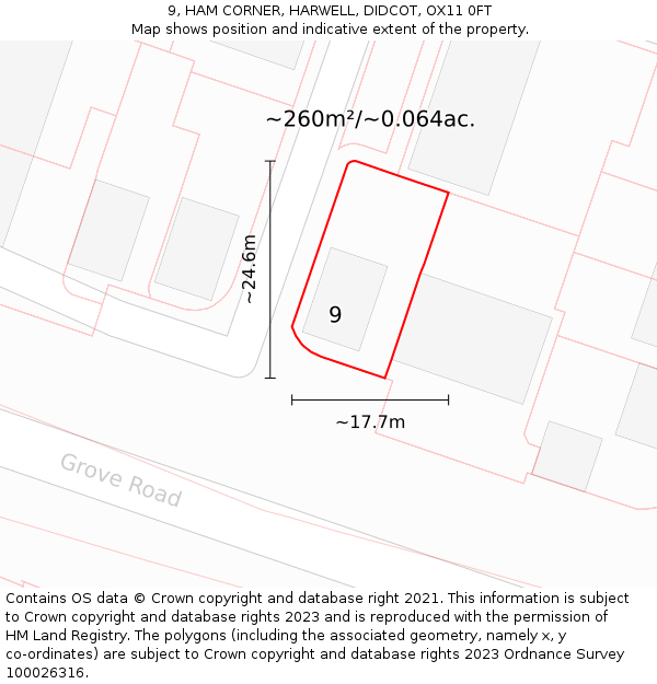 9, HAM CORNER, HARWELL, DIDCOT, OX11 0FT: Plot and title map