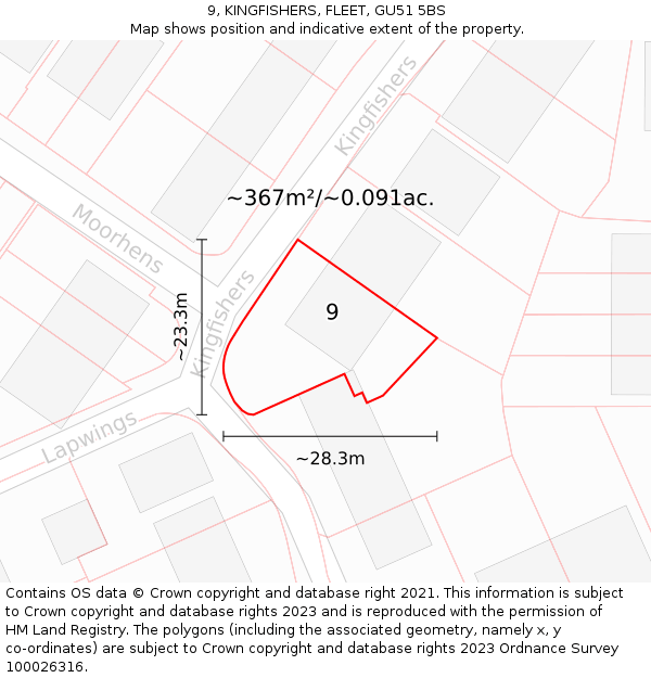 9, KINGFISHERS, FLEET, GU51 5BS: Plot and title map