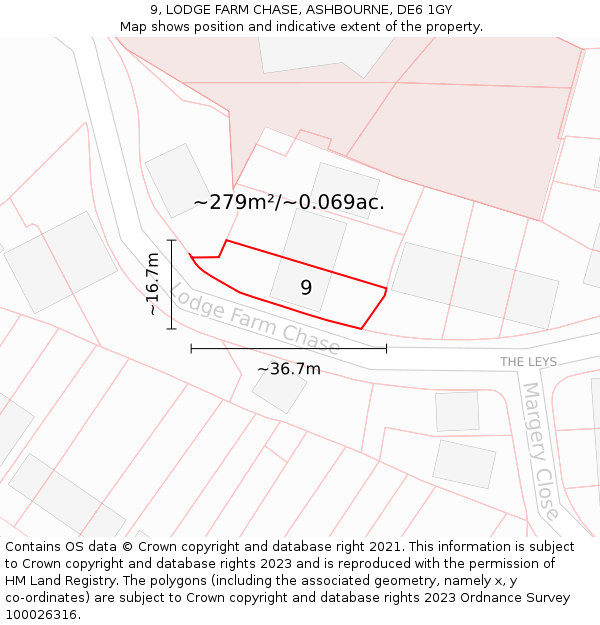 9, LODGE FARM CHASE, ASHBOURNE, DE6 1GY: Plot and title map