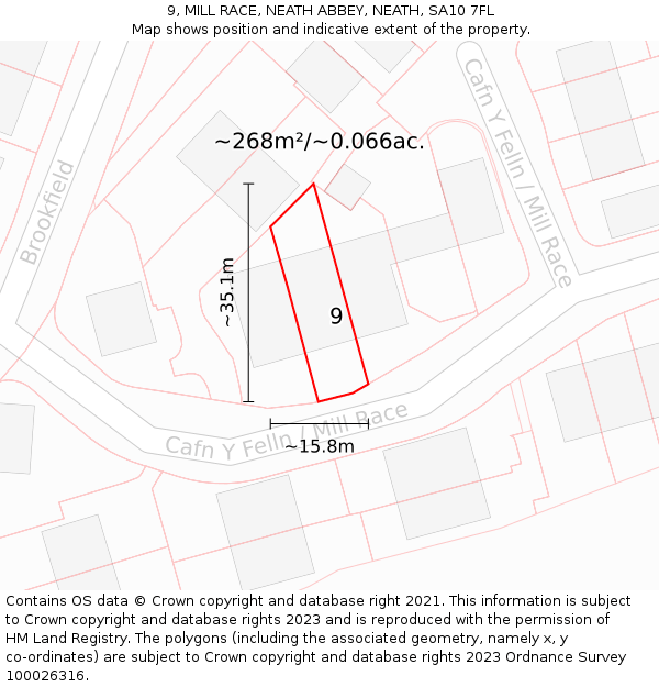 9, MILL RACE, NEATH ABBEY, NEATH, SA10 7FL: Plot and title map