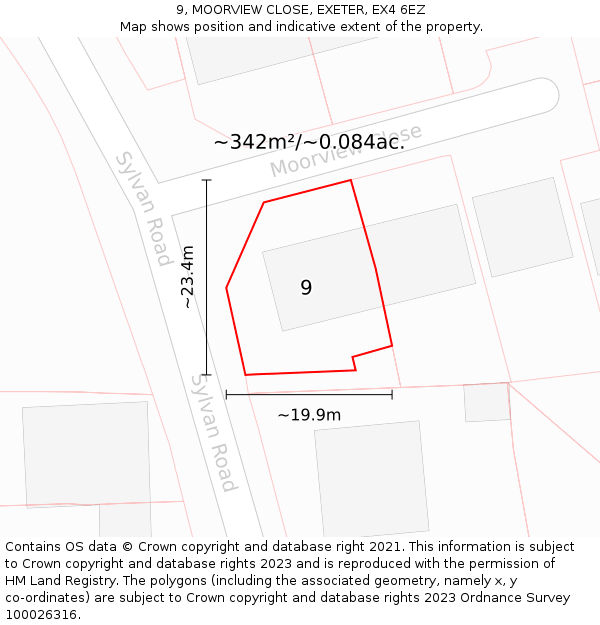 9, MOORVIEW CLOSE, EXETER, EX4 6EZ: Plot and title map