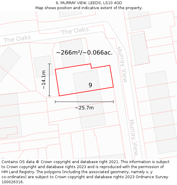 9, MURRAY VIEW, LEEDS, LS10 4GD: Plot and title map