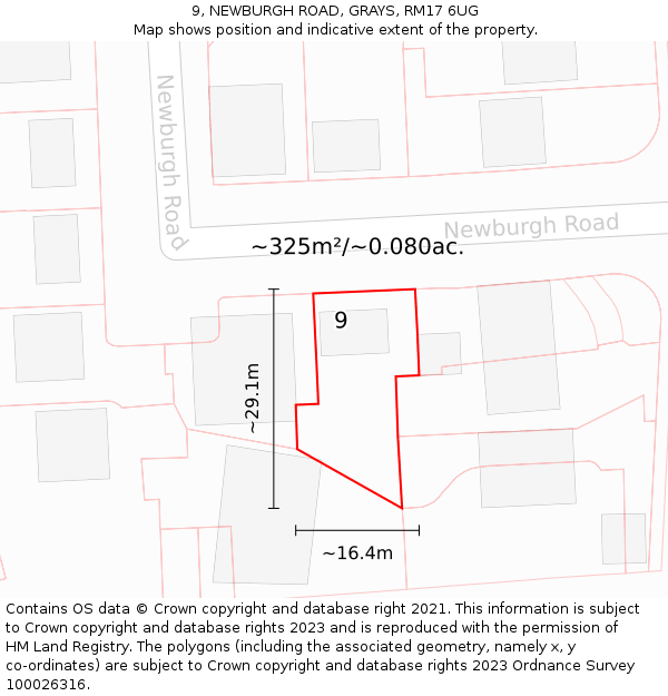 9, NEWBURGH ROAD, GRAYS, RM17 6UG: Plot and title map