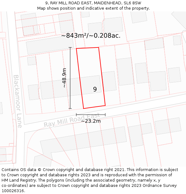 9, RAY MILL ROAD EAST, MAIDENHEAD, SL6 8SW: Plot and title map