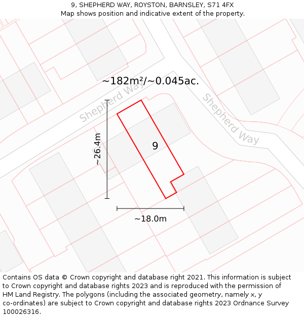 9, SHEPHERD WAY, ROYSTON, BARNSLEY, S71 4FX: Plot and title map