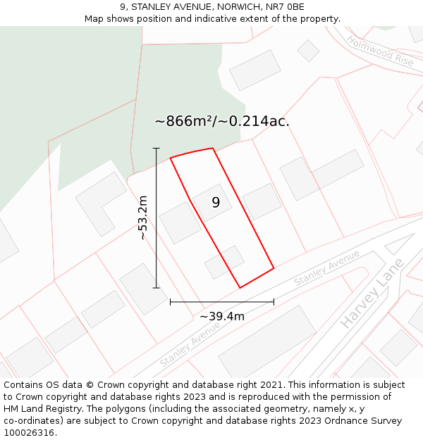 9, STANLEY AVENUE, NORWICH, NR7 0BE: Plot and title map