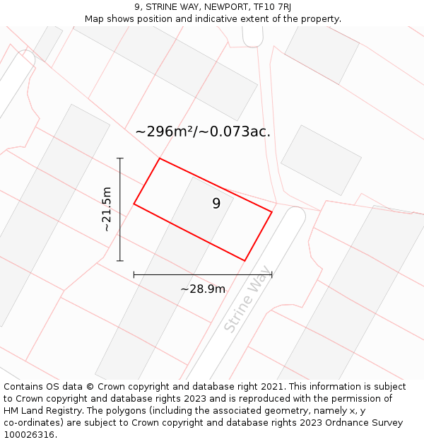 9, STRINE WAY, NEWPORT, TF10 7RJ: Plot and title map