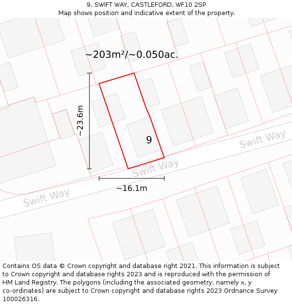 9, SWIFT WAY, CASTLEFORD, WF10 2SP: Plot and title map