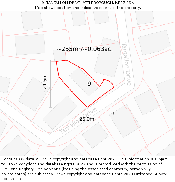 9, TANTALLON DRIVE, ATTLEBOROUGH, NR17 2SN: Plot and title map