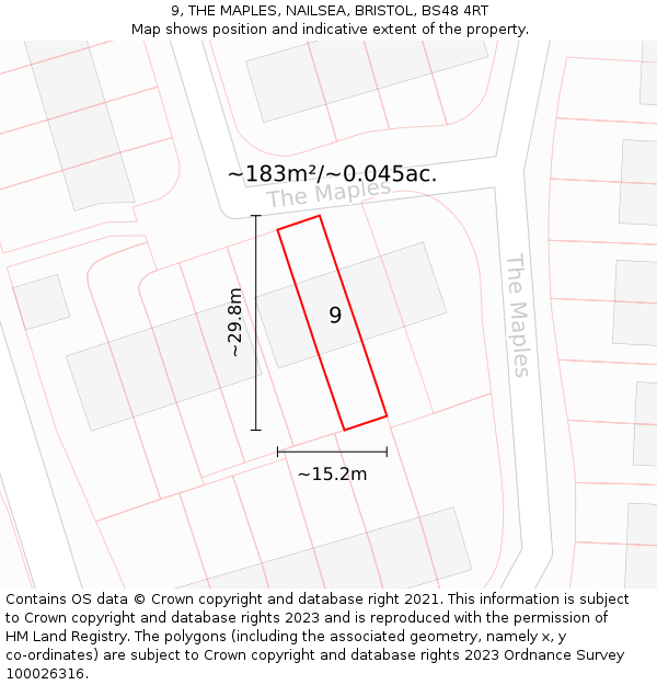 9, THE MAPLES, NAILSEA, BRISTOL, BS48 4RT: Plot and title map