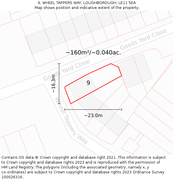 9, WHEEL TAPPERS WAY, LOUGHBOROUGH, LE11 5EA: Plot and title map