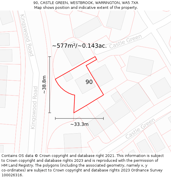 90, CASTLE GREEN, WESTBROOK, WARRINGTON, WA5 7XA: Plot and title map