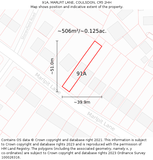 91A, MARLPIT LANE, COULSDON, CR5 2HH: Plot and title map