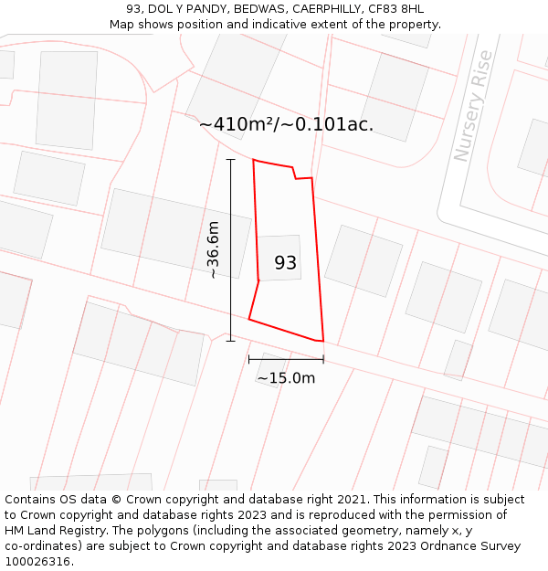 93, DOL Y PANDY, BEDWAS, CAERPHILLY, CF83 8HL: Plot and title map